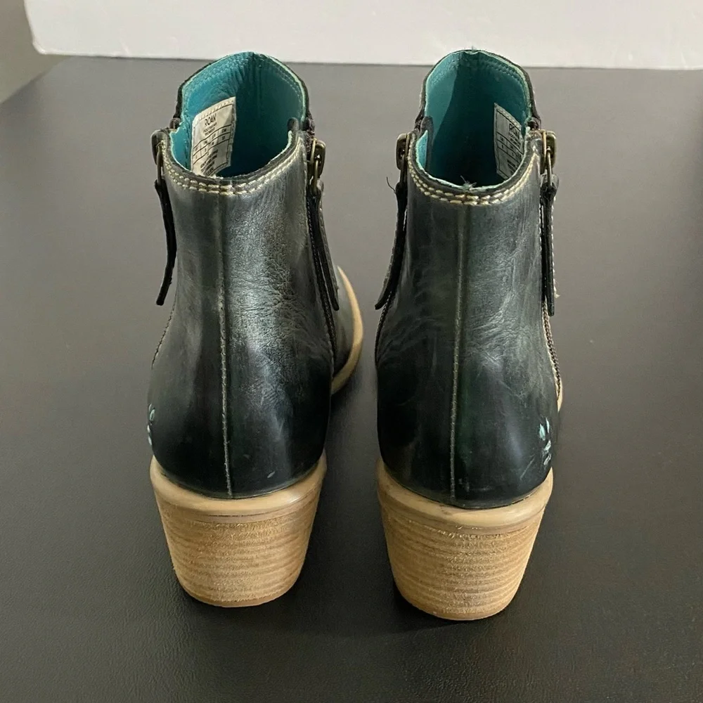 Bed Stu Roan Liz Leather Ankle Chelsea Boots Size 6 Black Epica Wash